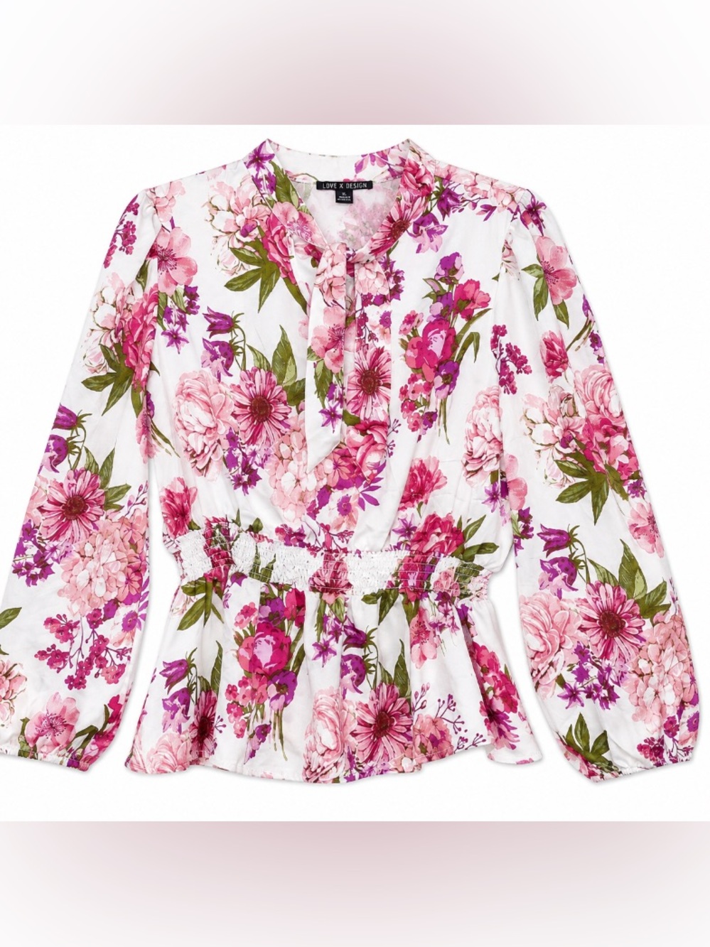 Love by Design • Floral • Peplum • Blouse • XL